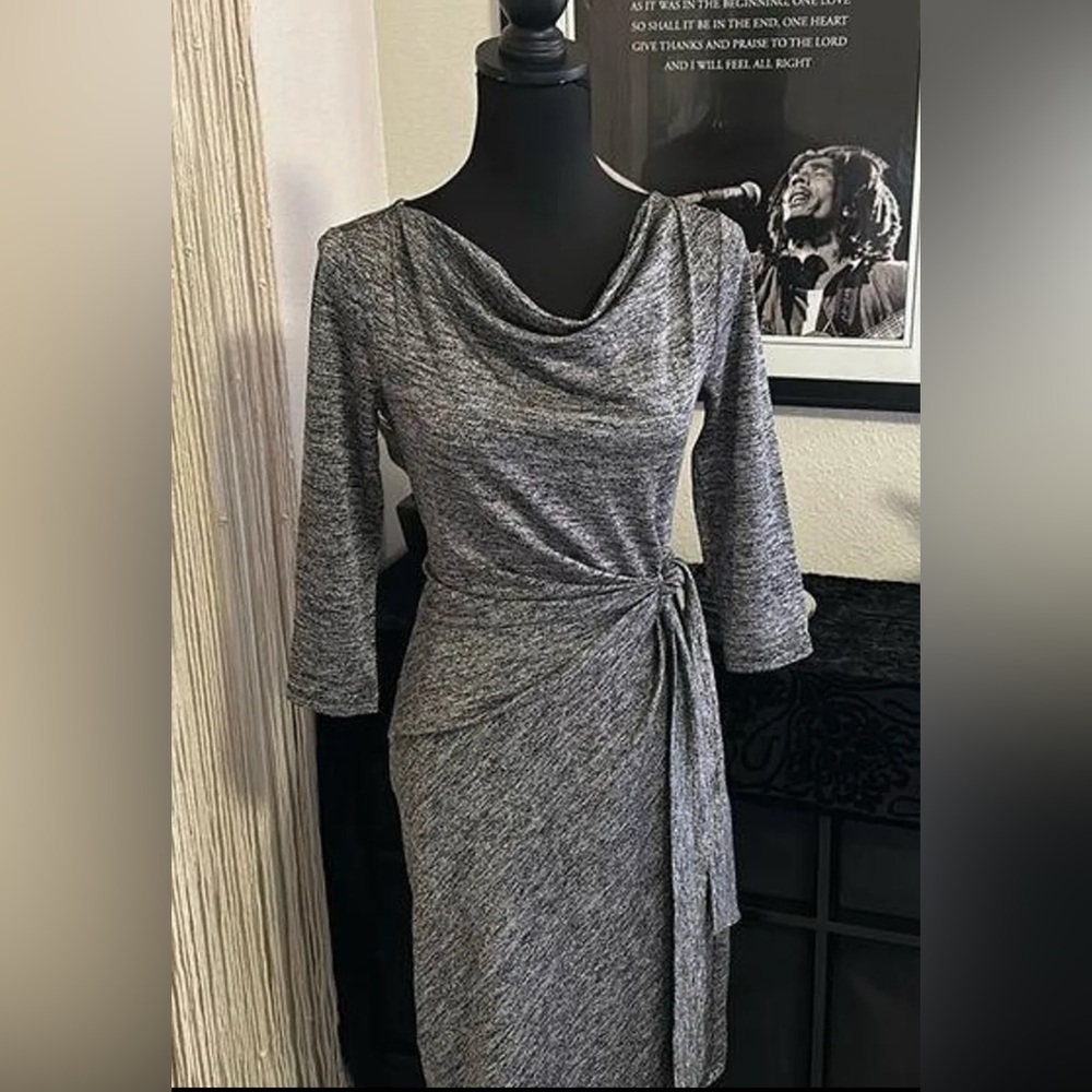 Ann Taylor‎ Charcoal Gray Ruched Side Tie Dress size xs